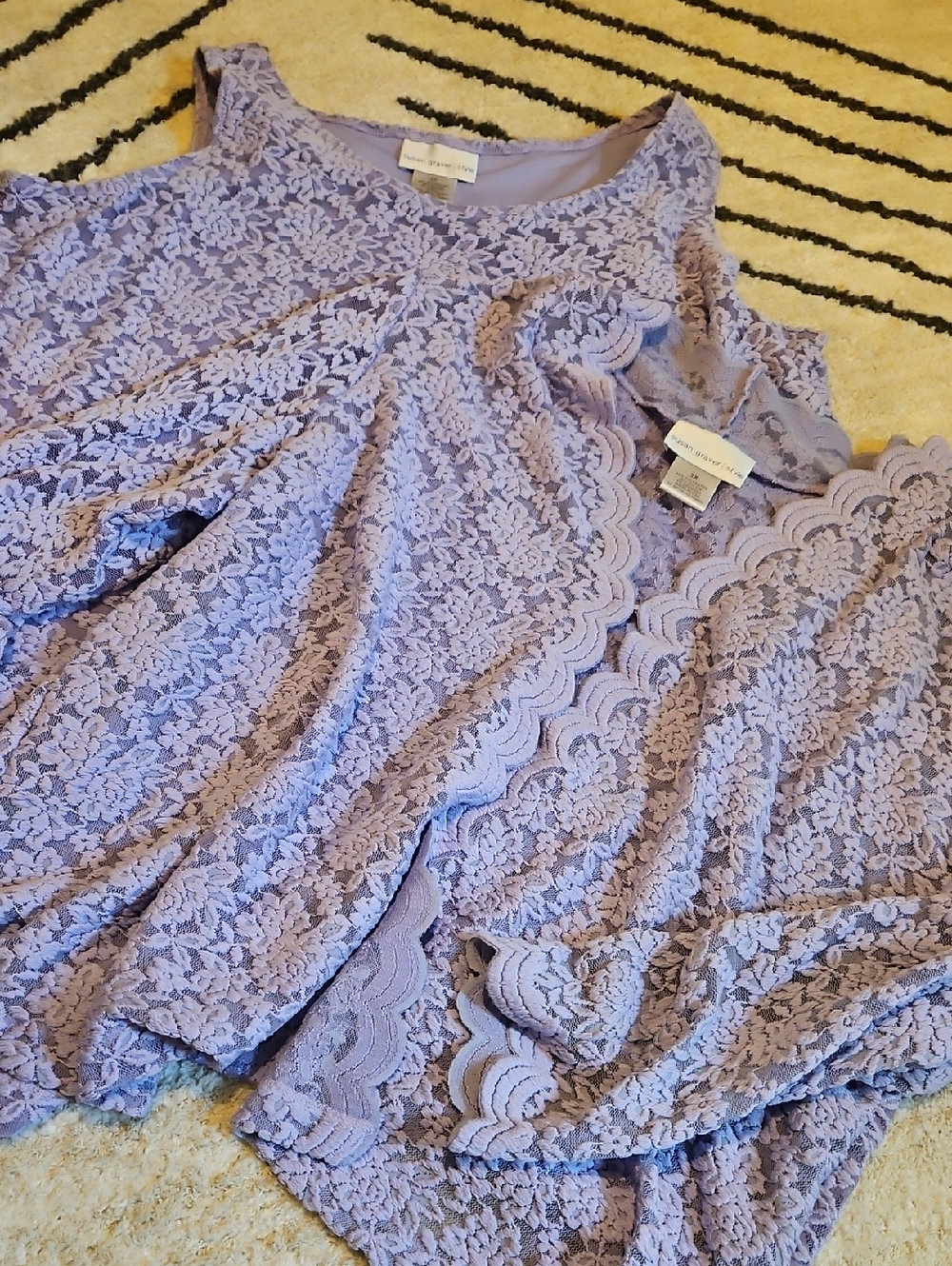 Susan Graver Lavender Lace Sweater Cardigan Set